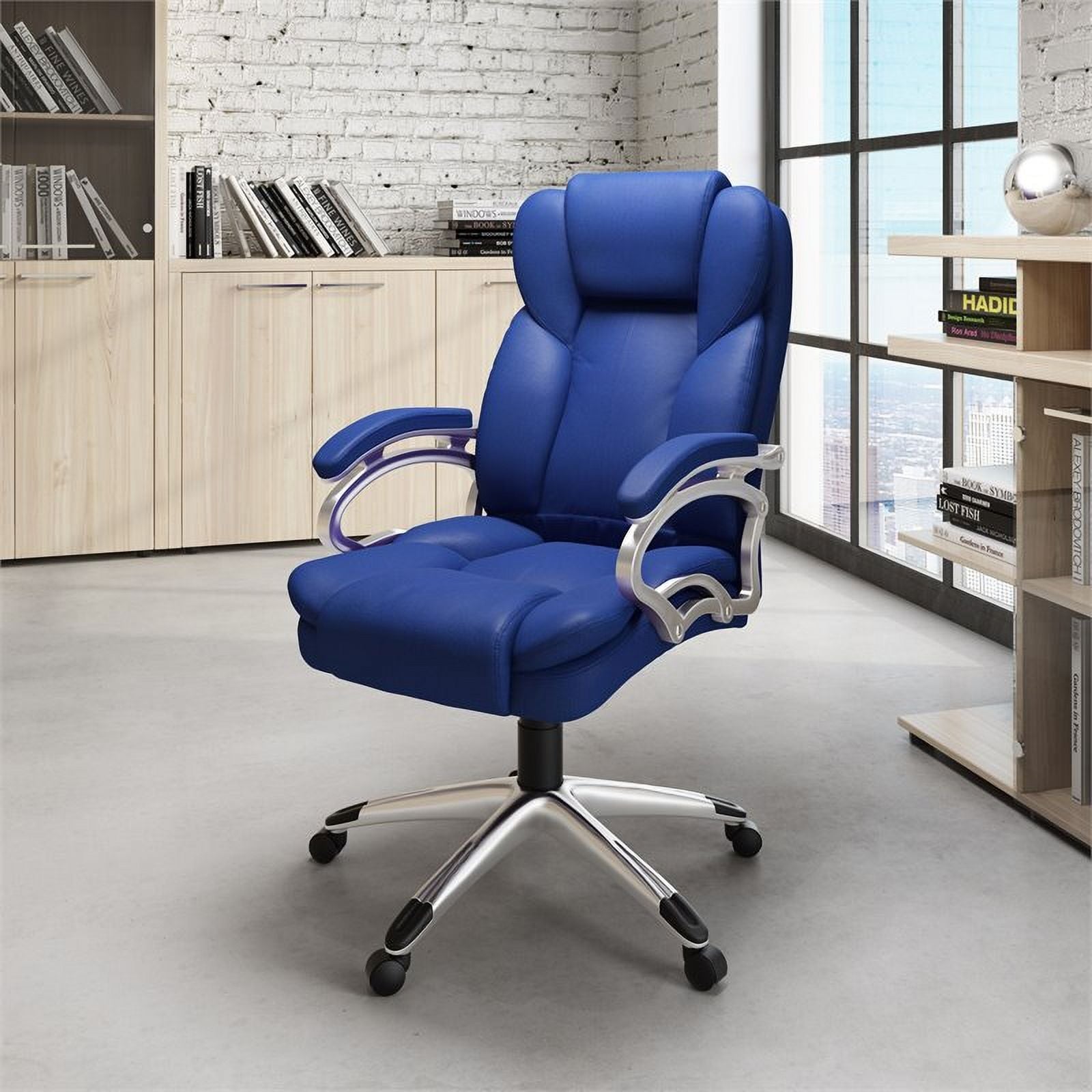 Blue Faux Leather Executive Office Chair J670