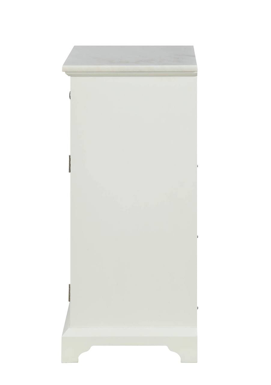 White 1 Drawer Wooden Cabinet with Marble Top R379135