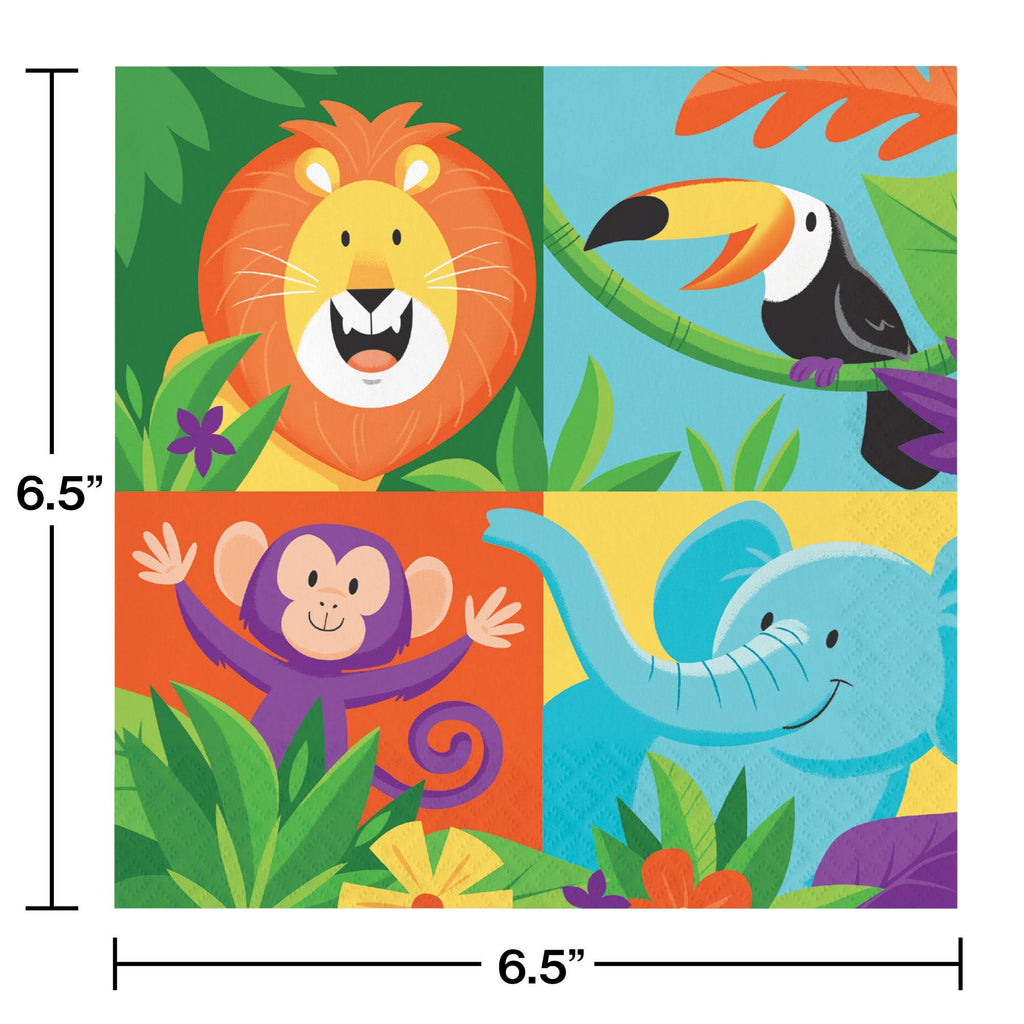 192 Green and Orange Jungle Safari Themed 2-Ply Luncheon Napkins C11998