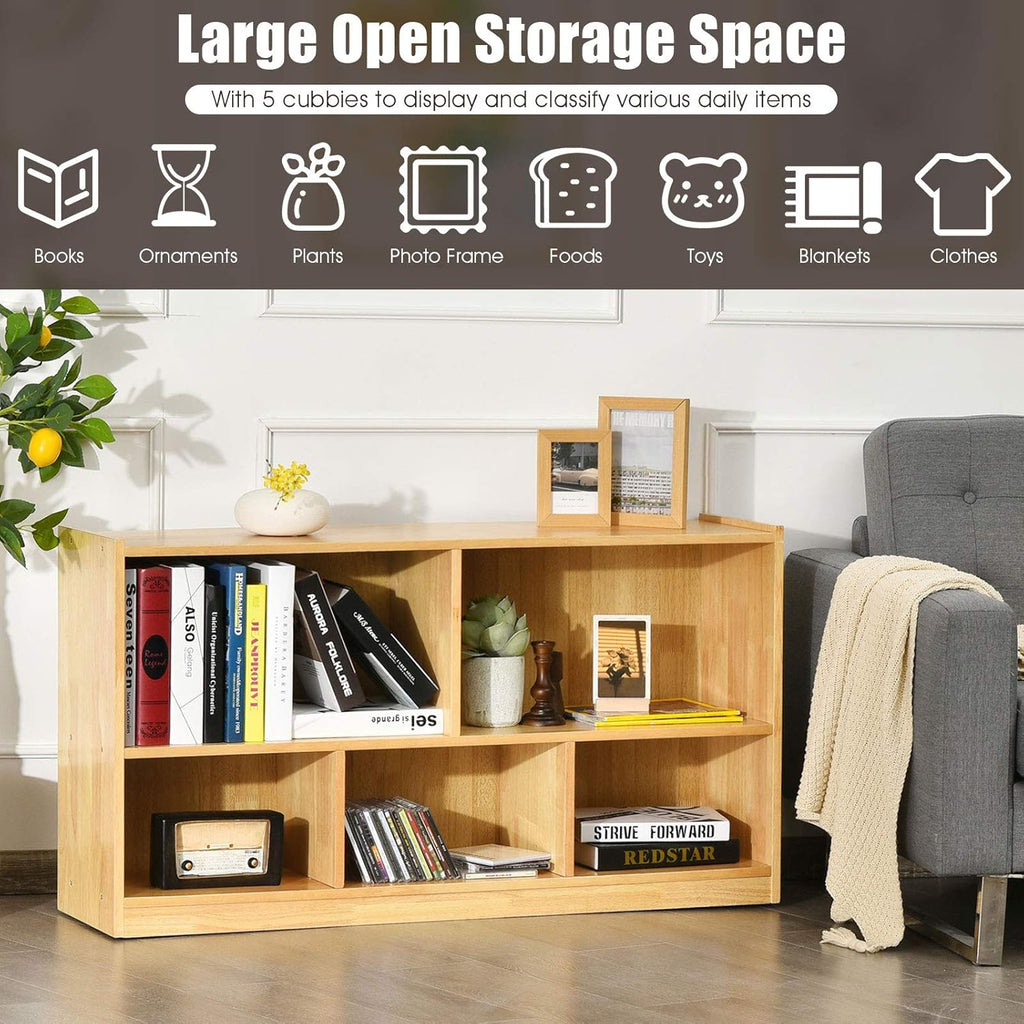 Natural Wooden 2 Tier 5 Cube Bookcase K530176