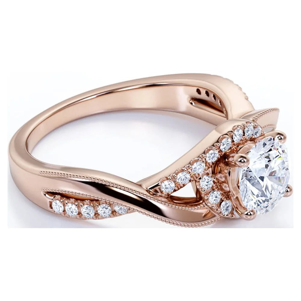 10K Rose Gold Twisted Band Engagement Ring X562808