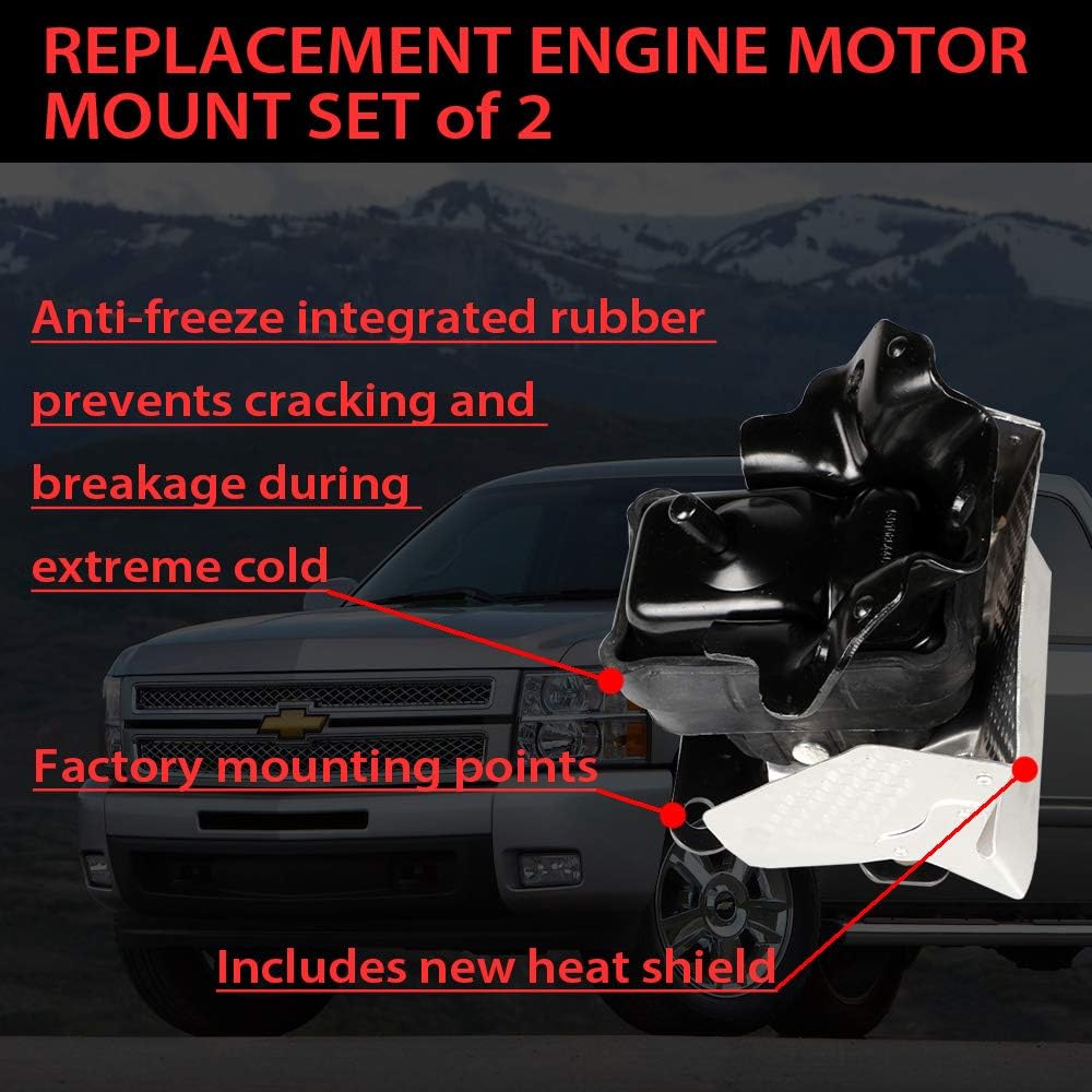Front Engine Motor Mount with Heat Shield 2pc Set Pack of 2 U8173
