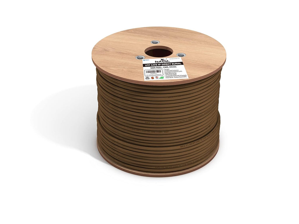 Cat6 Direct Burial Outdoor Ethernet Cable 1000Ft Waterproof 23AWG Solid Copper UTP White I64394