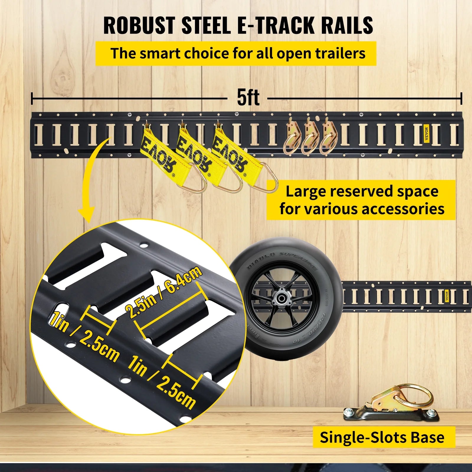 30Pcs 5ft Steel E Track Tie-Down Rail Kit with 8 O Rings S60463
