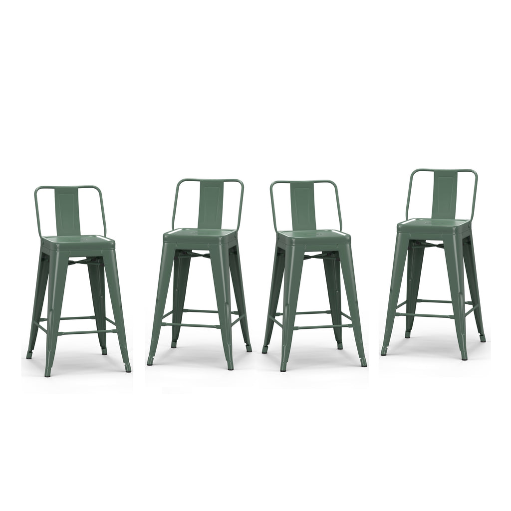 24" Industrial Metal Counter Stool in Sage Green (Set of 4) P60422