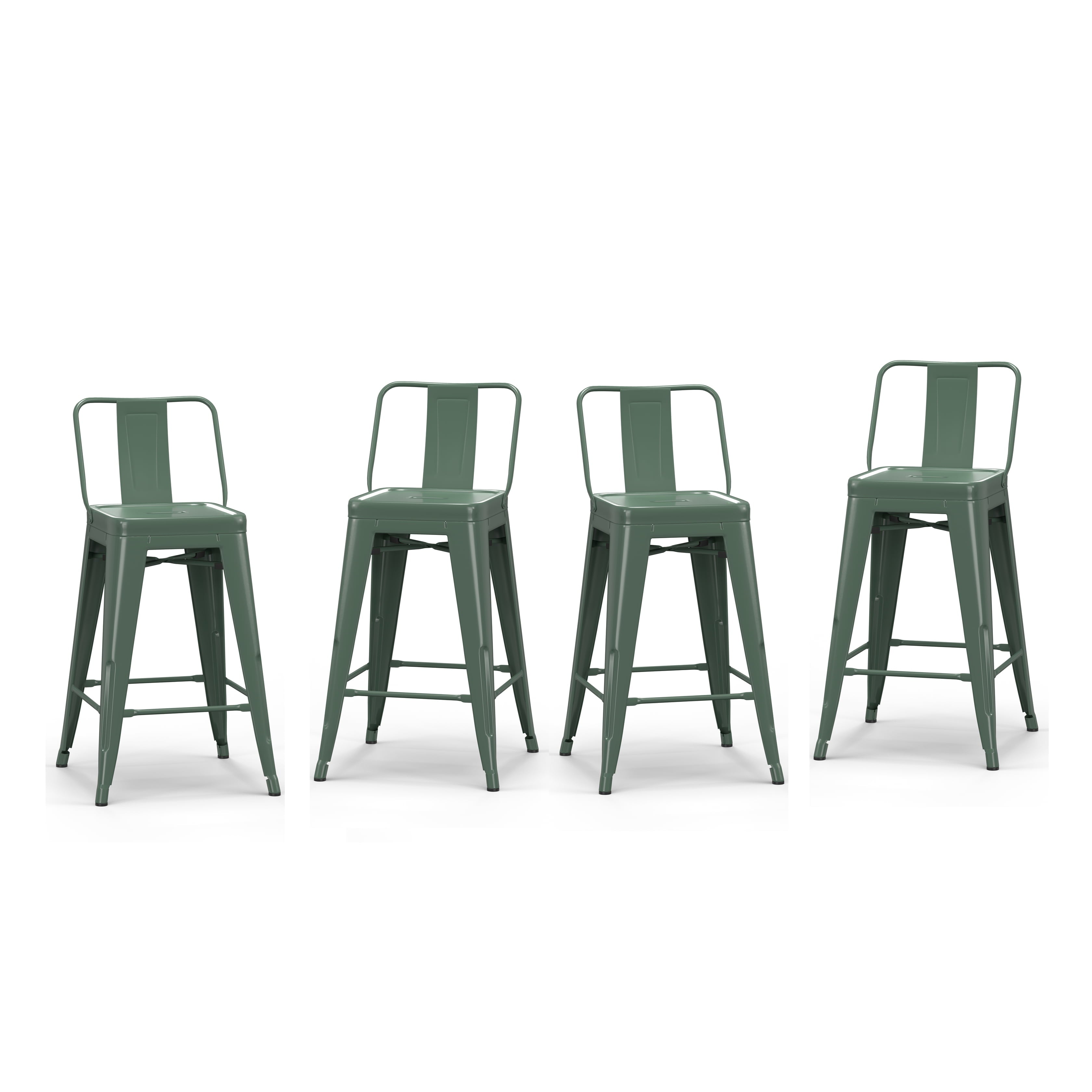 24" Industrial Metal Counter Stool in Sage Green (Set of 4) P60422