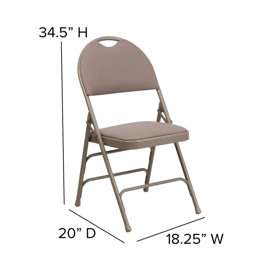 Beige Fabric Metal Folding Chair H41855