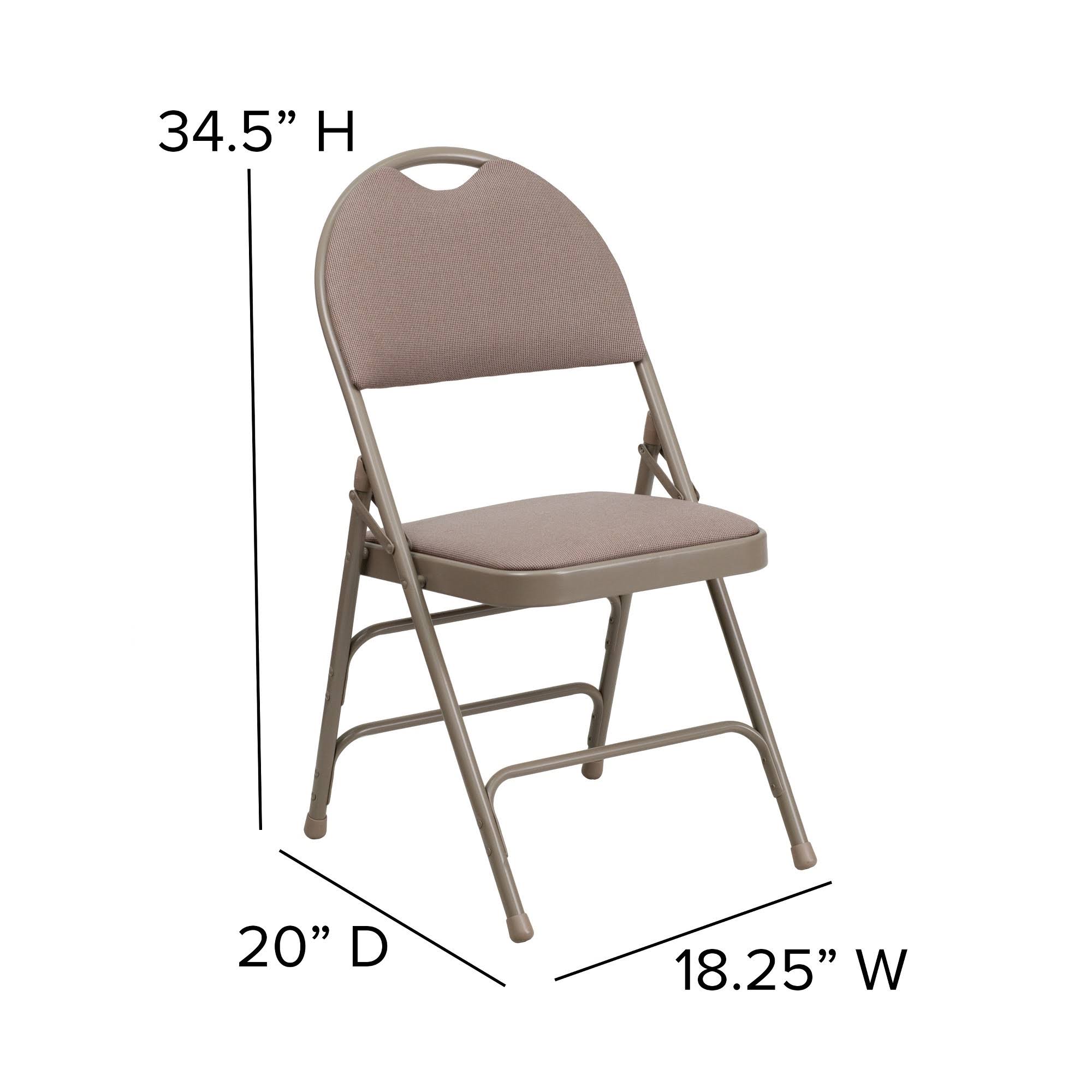 Beige Fabric Metal Folding Chair H41855