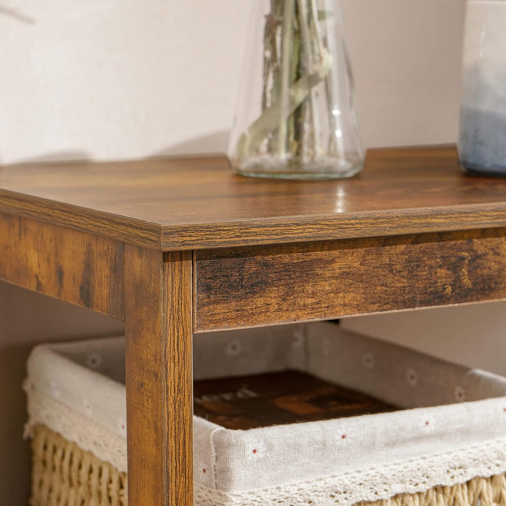 Rustic Brown Floor Storage Cabinet with 2 Doors and Adjustable Shelf A6651