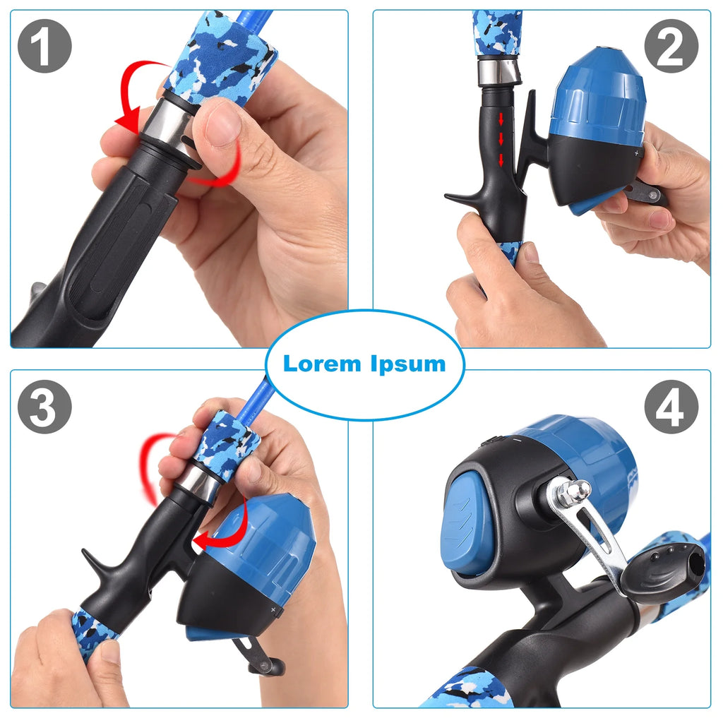 Kids Fishing Rod and Reel Combo Telescopic Spincast with Tackle Box W34929