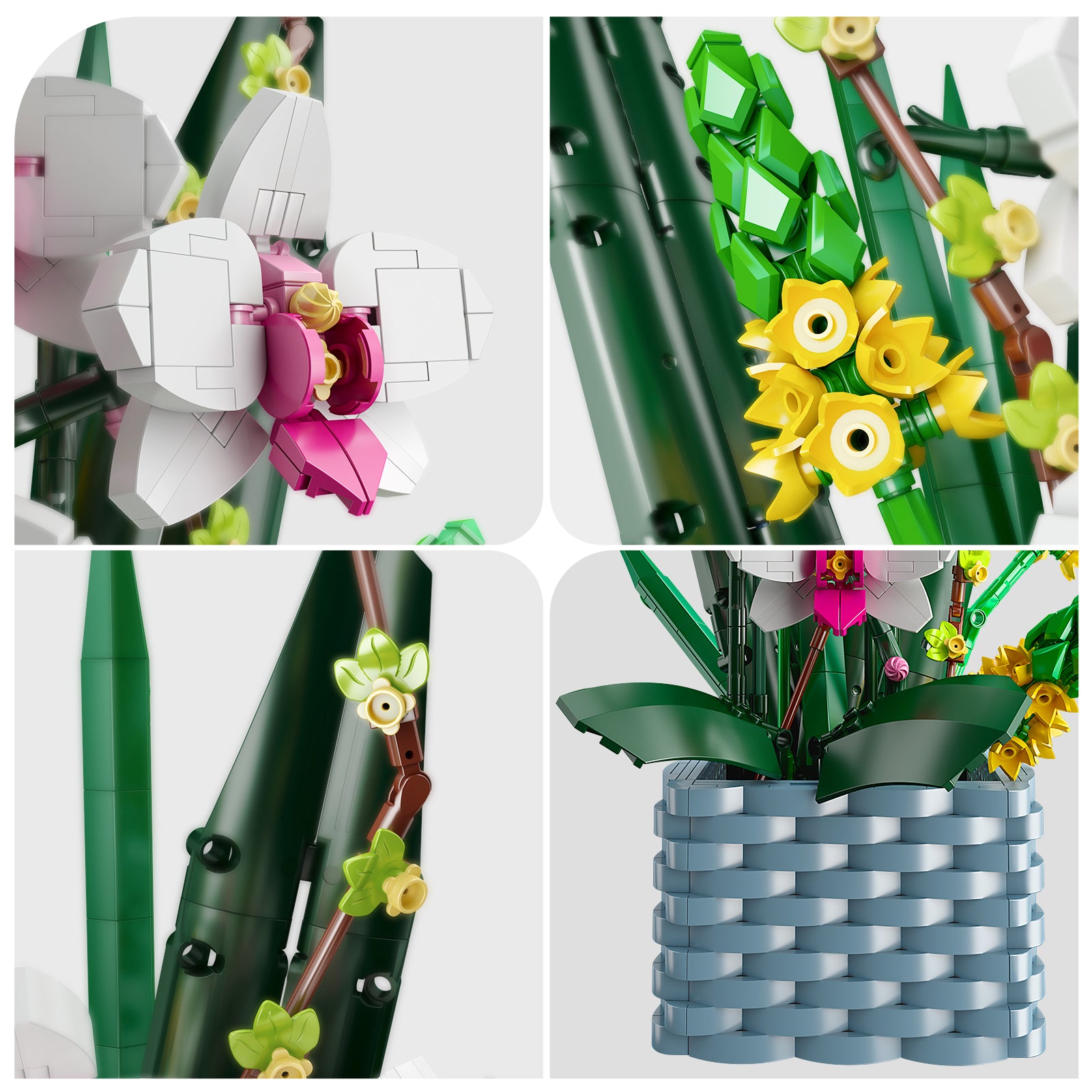 Flower Bouquet Orchid Lily and Strelitzia Building Block Model W815033