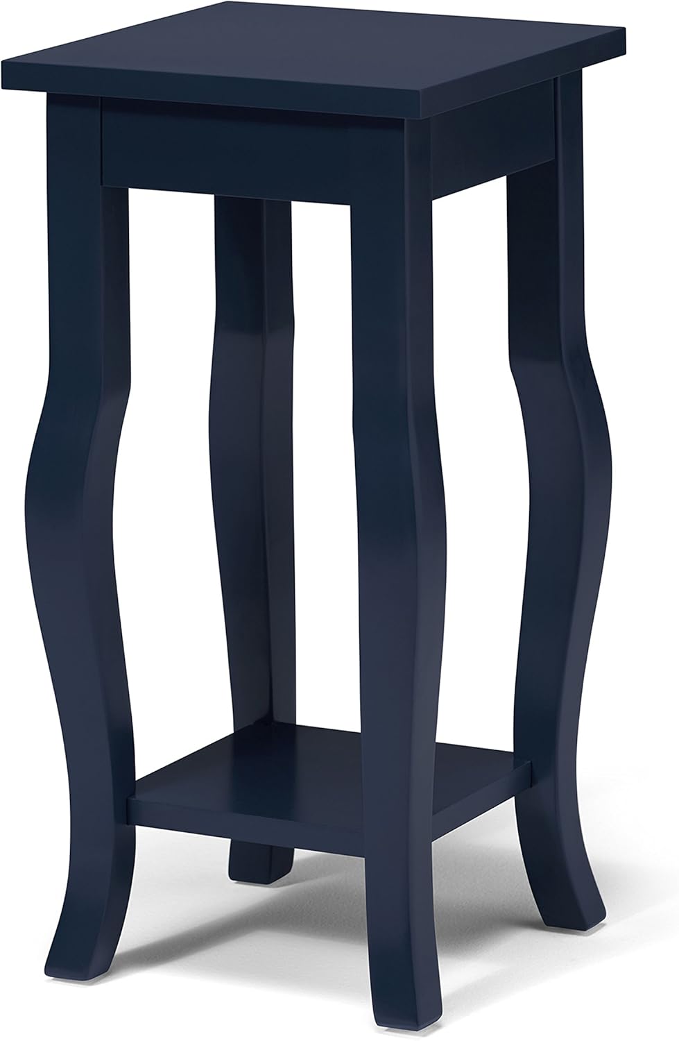 Black Wood Pedestal End Table with Curved Cabriole Legs and Lower Display Shelf, Pack of 2 Z83909