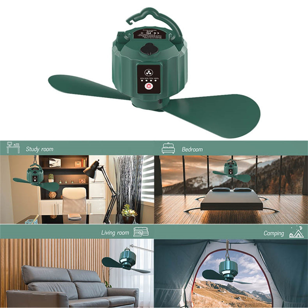 Rechargeable Camping Fan with LED Light and Hook 5200mAh Battery J632
