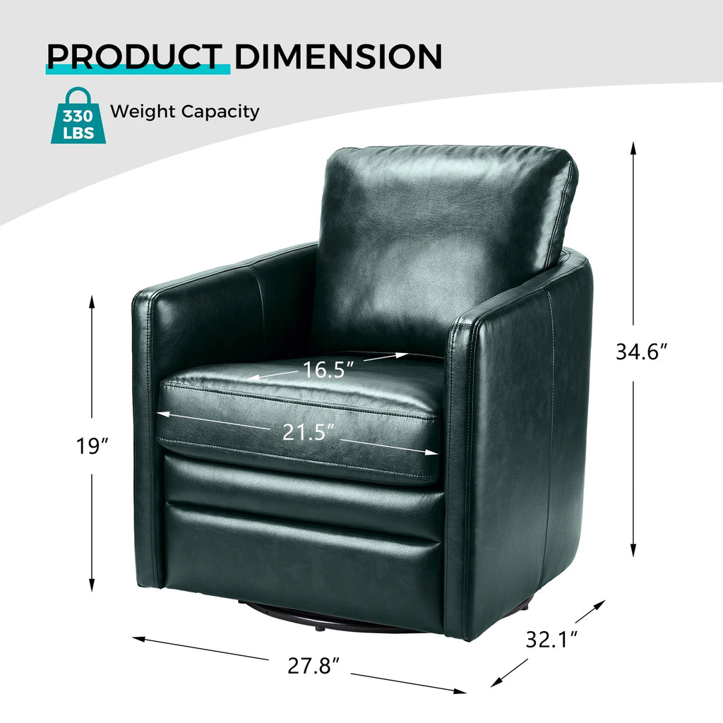 Green Faux Leather Swivel Accent Chair Set of 2 O604