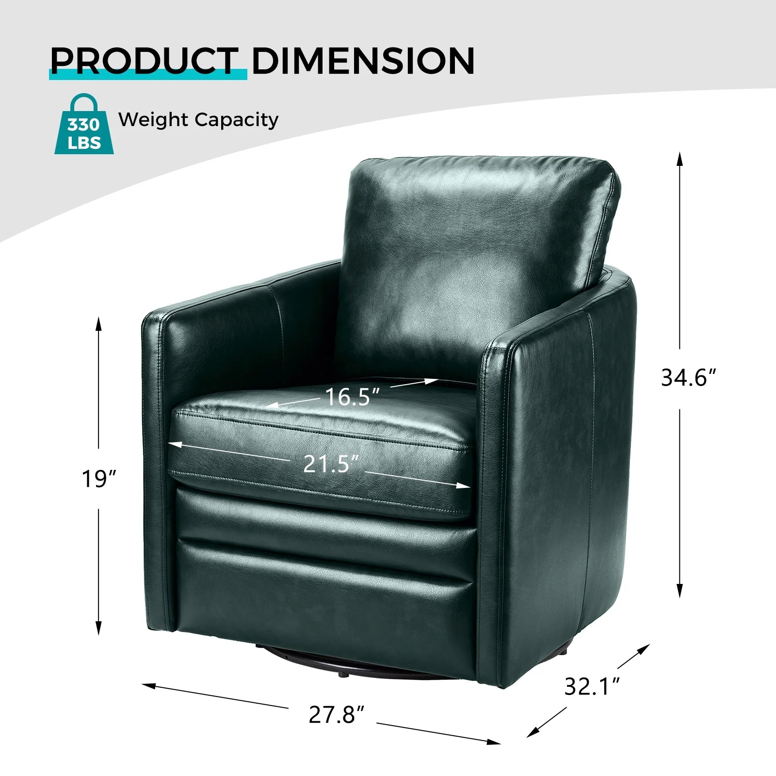 Green Faux Leather Swivel Accent Chair Set of 2 O604