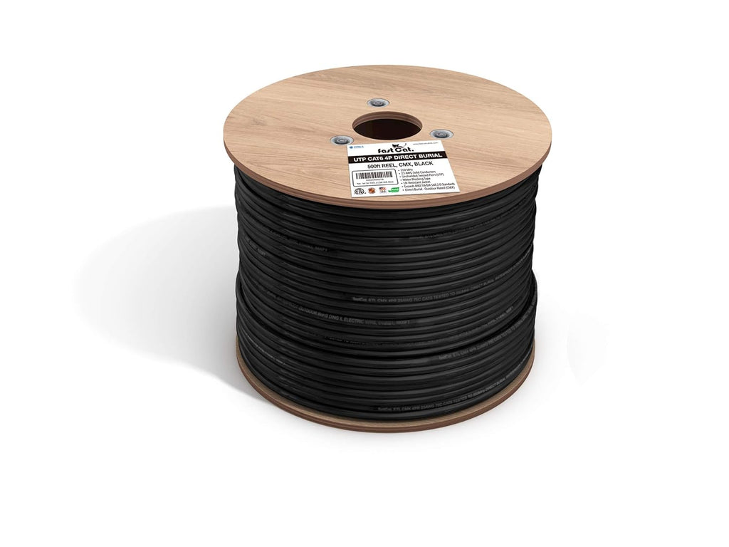 Cat6 Direct Burial Outdoor Ethernet Cable 1000Ft Waterproof 23AWG Solid Copper UTP White I64394