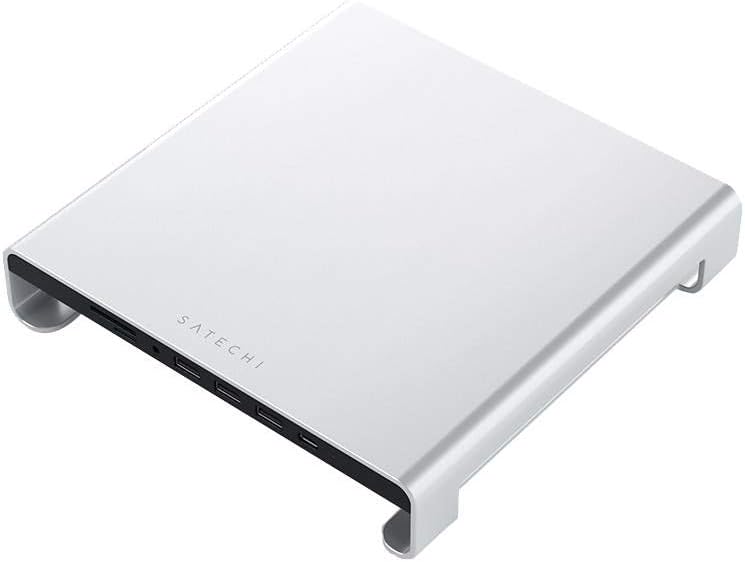 Type-C Aluminum Monitor Stand Hub with USB-C Data, USB 3.0, Micro/SD Card Slots & 3.5mm Headphone Jack Z81441