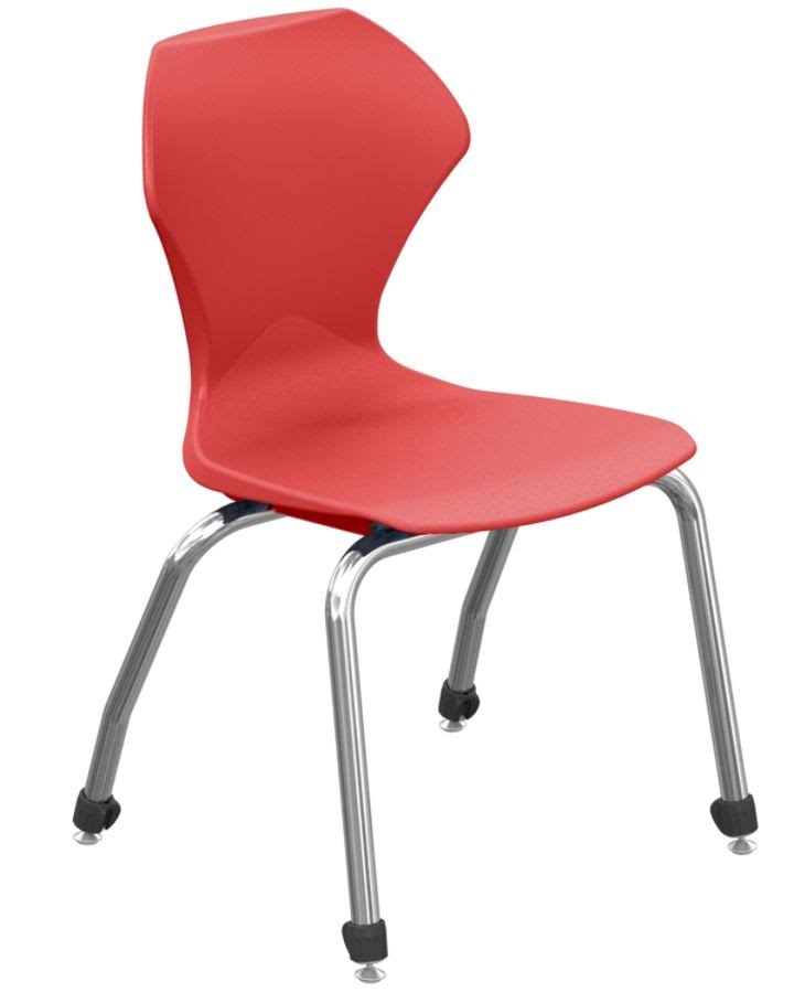 Red/Chrome Stacking Chairs, Set of 4 R38958