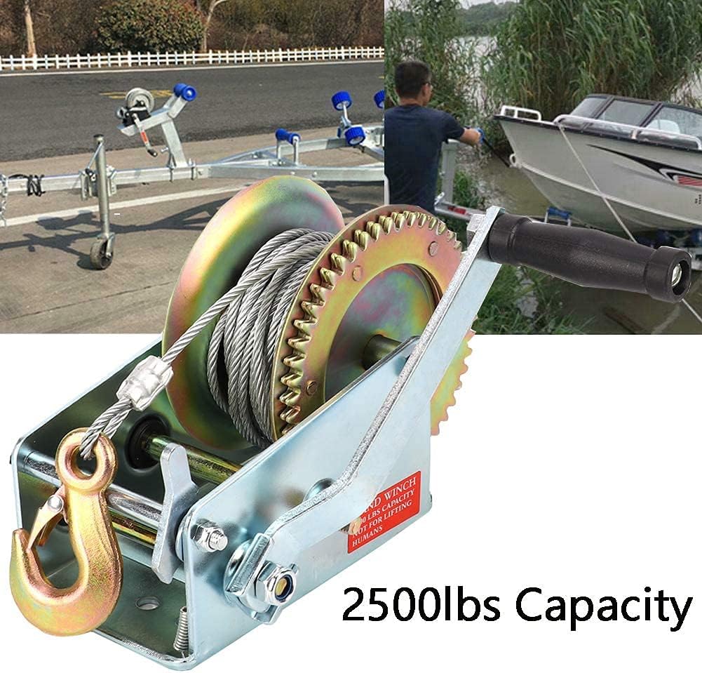 2500lbs Capacity Hand Winch with 32ft Steel Wire, Pack of 2 S9685
