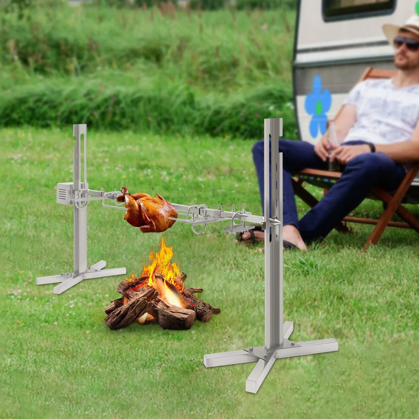 Large Roaster Spit Rotisserie BBQ Grill E455758