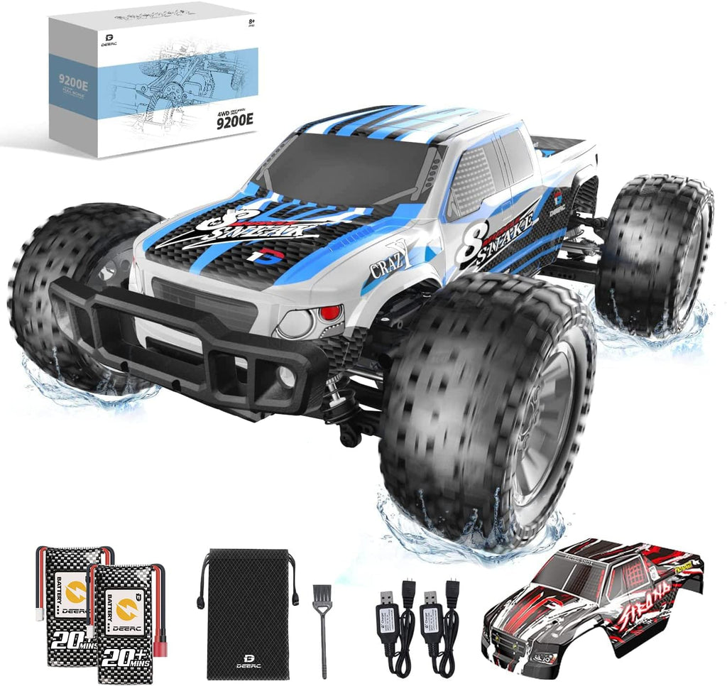 Large Hobby RC Car, 48 KM/H 1:10 Scale 4WD 2.4GHz Off Road Monster Truck Toy, 2 Batteries C549