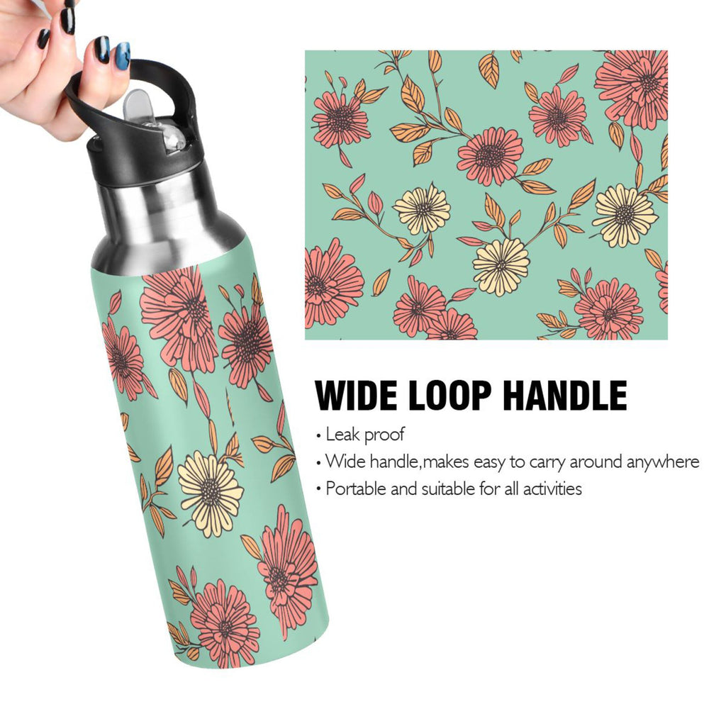 Retro Sunflowers Insulated Stainless Steel Water Bottle with Straw Lid, 20 oz R242863