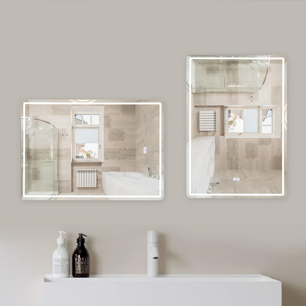 20 x 28 inch LED Bathroom Mirror, Anti-Fog Dimmable 3-Tone Lighted Vanity Mirror N856