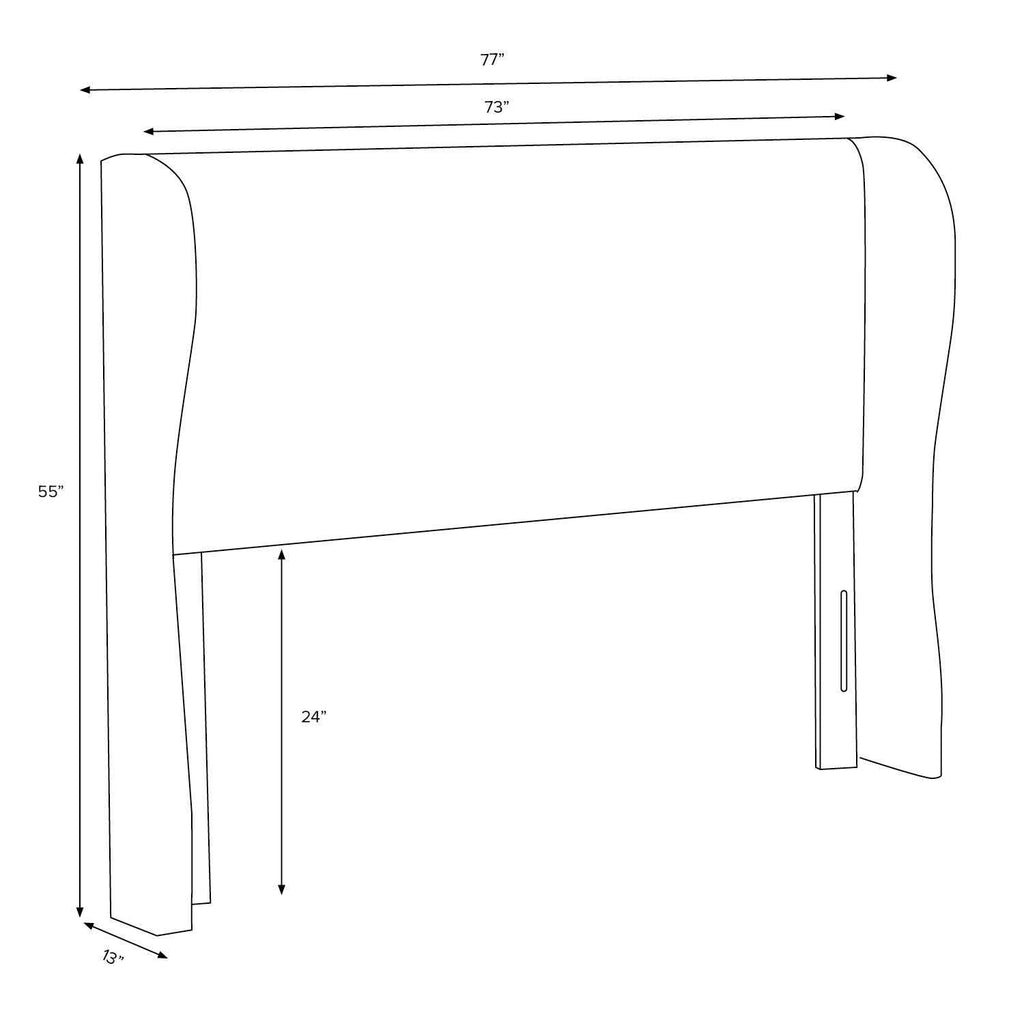 Gray Linen Tufted Wingback Headboard W875381