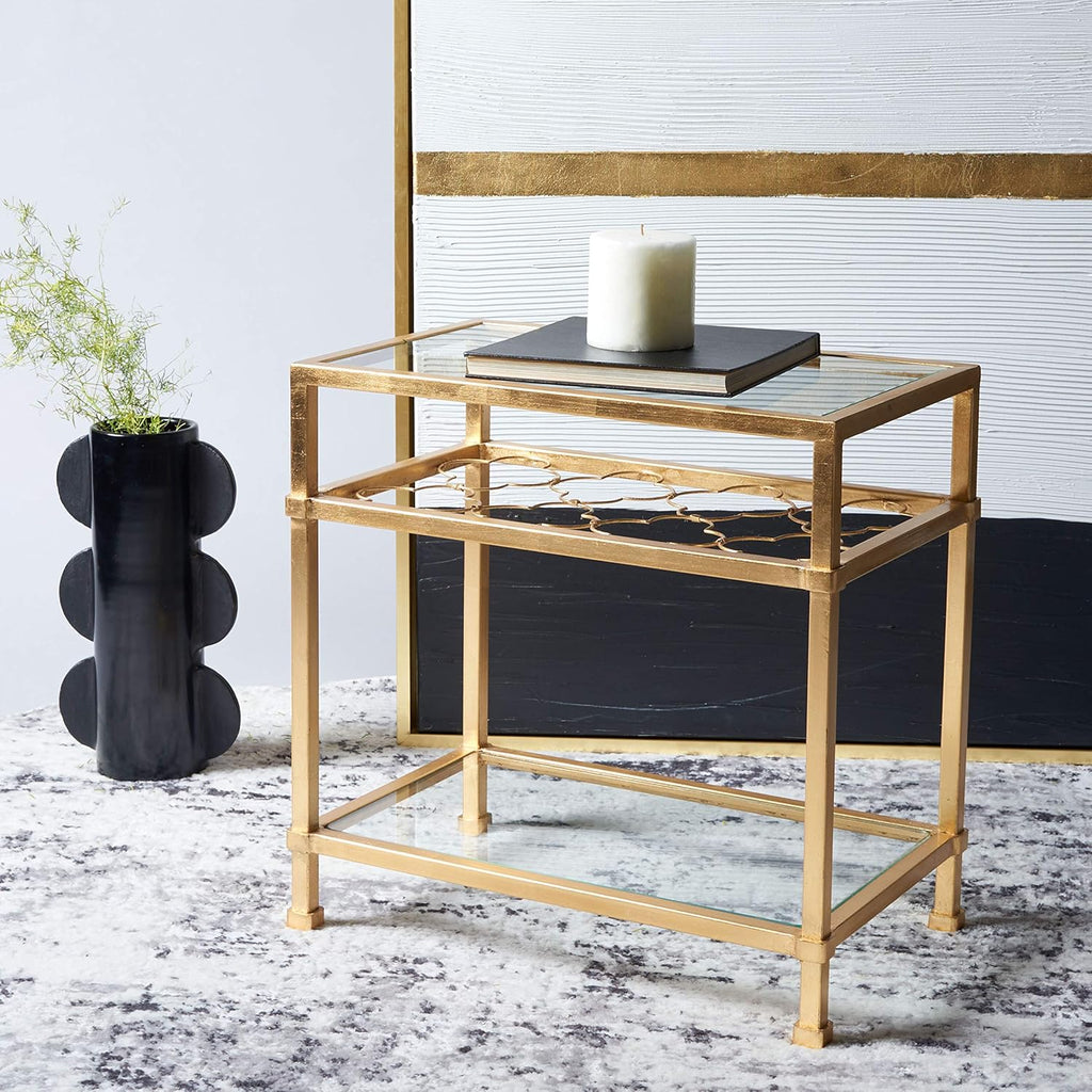 Gold Leaf Glass Side Table O393039