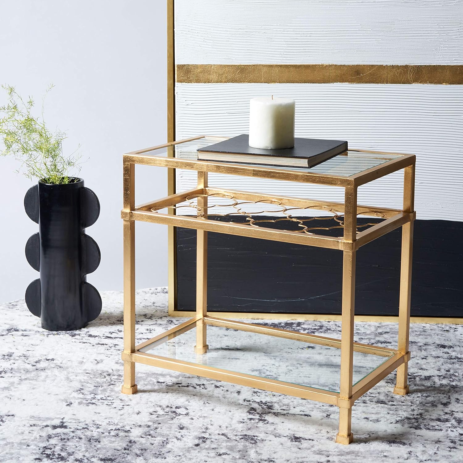 Gold Leaf Glass Side Table O393039