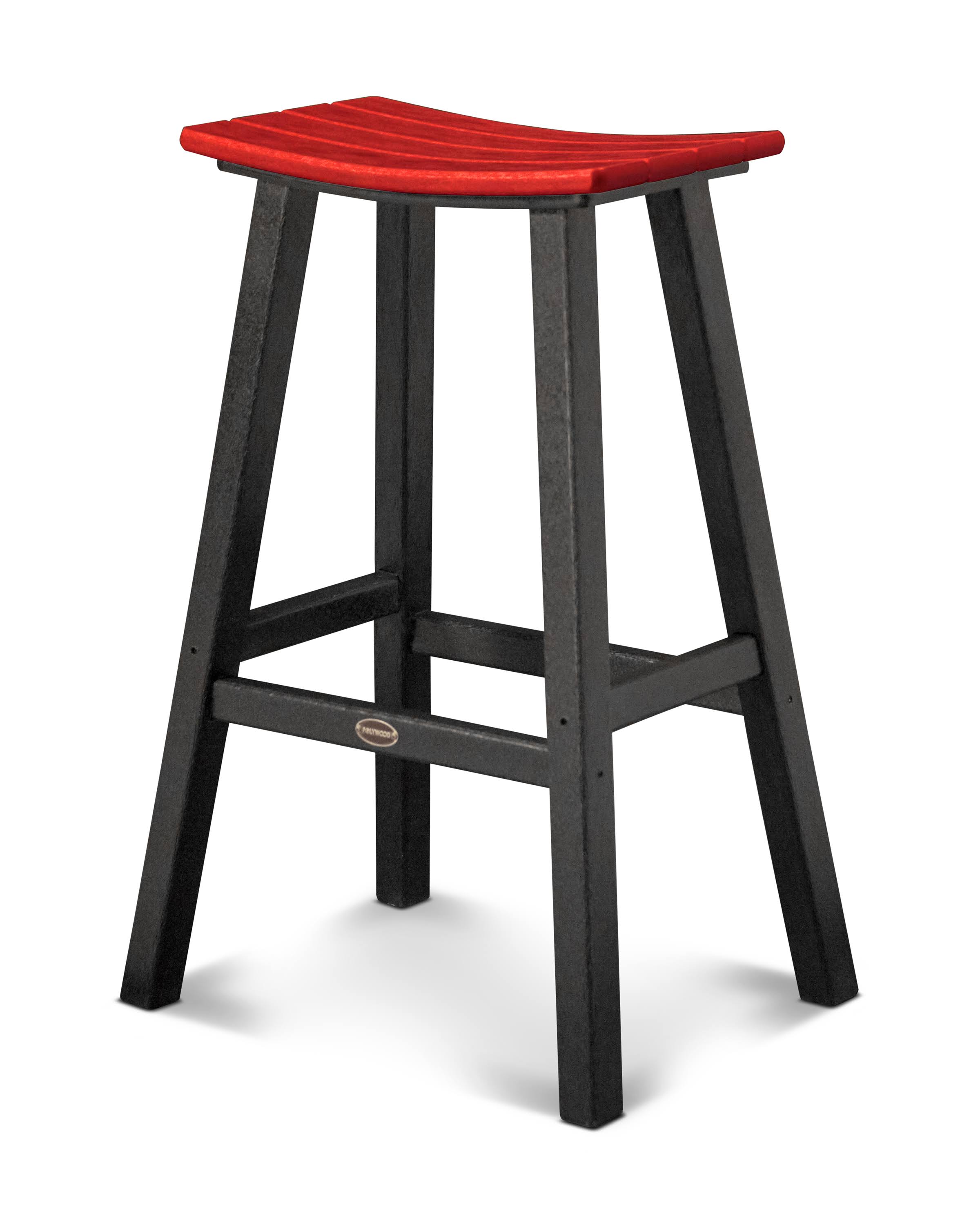 Saddle Bar Stool Black Frame / Sunset Red X4823