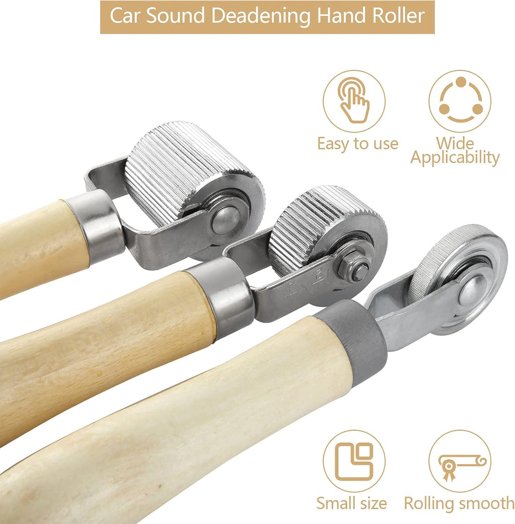 3 Pcs Car Sound Deadening Roller with Wooden Handle L7036