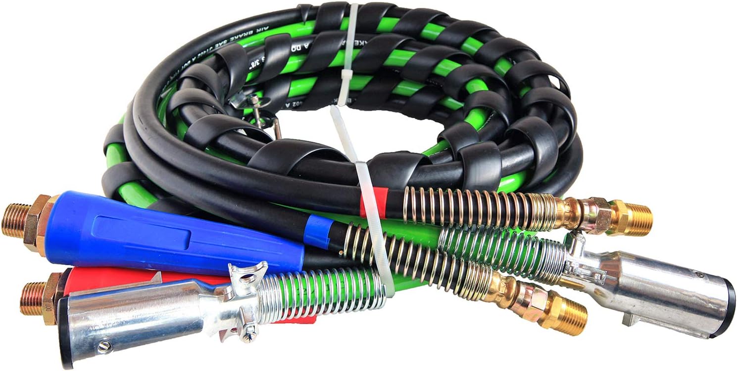 3-IN-1 Wrap 7-Way ABS Electric Cord Cable and Air Line Hose Assembly 12' J1720