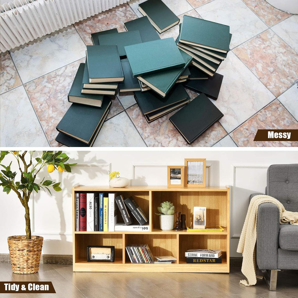 Natural Wooden 2 Tier 5 Cube Bookcase K530176