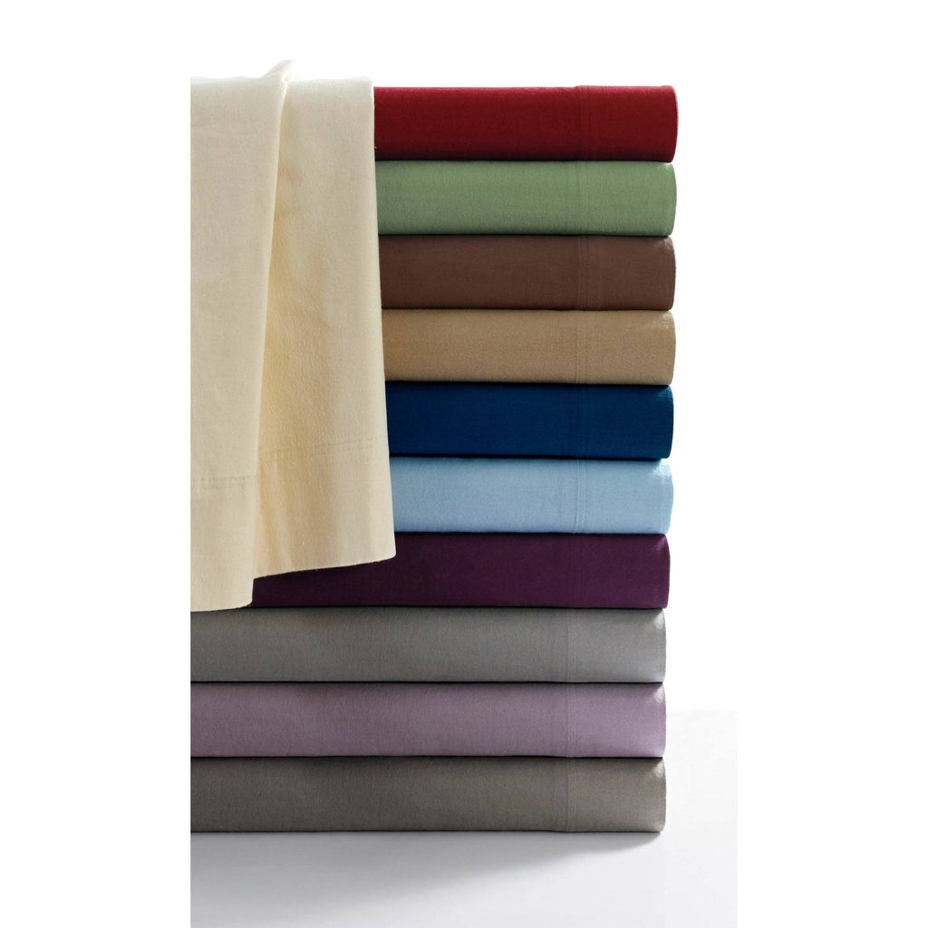 Dark Red Full Solid Flannel Sheet Set Y52541
