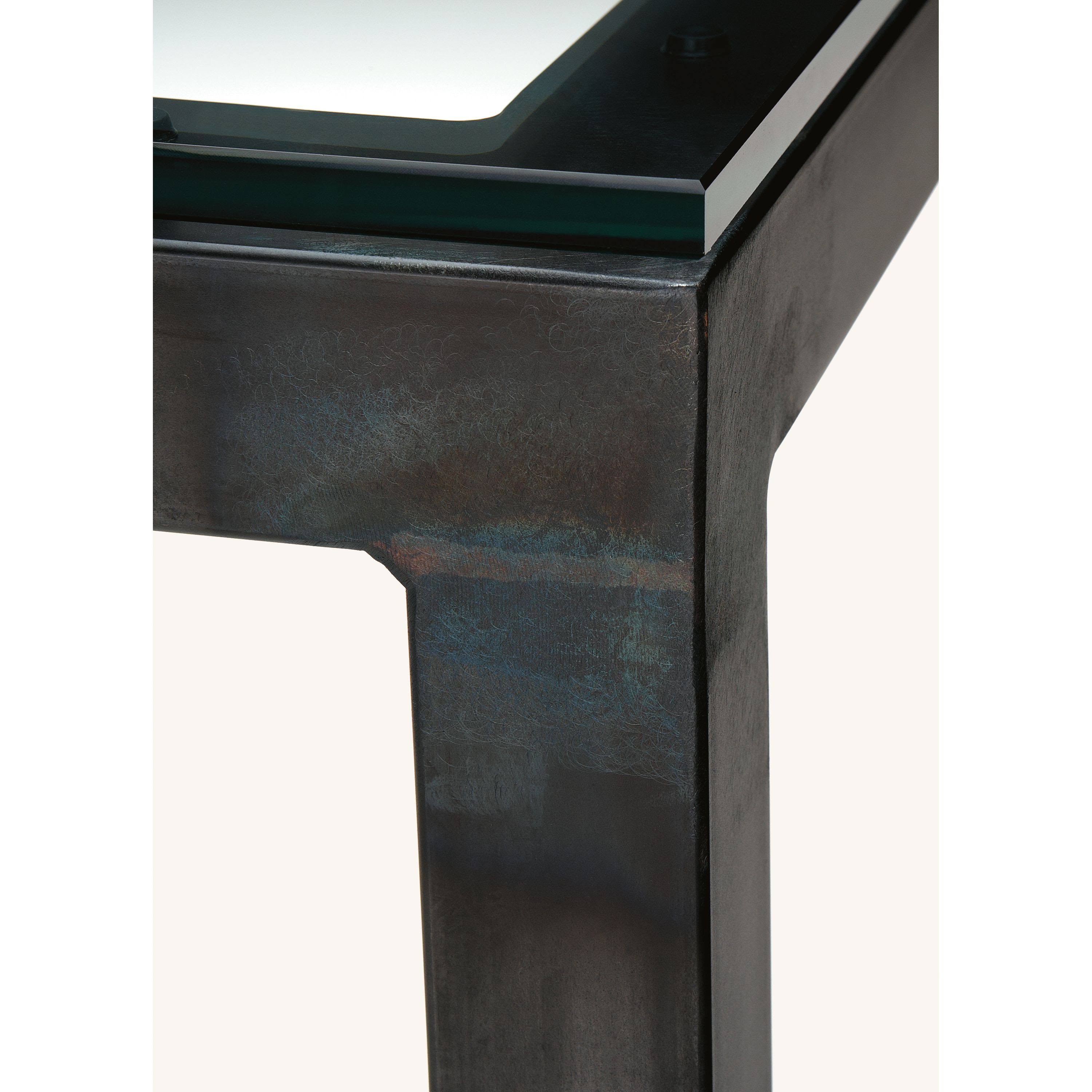 Walnut Console Table with Ocean Blue Base S893