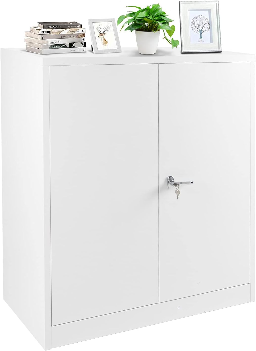 Black Steel Locking Storage Cabinet with 2 Doors and Shelves R4977