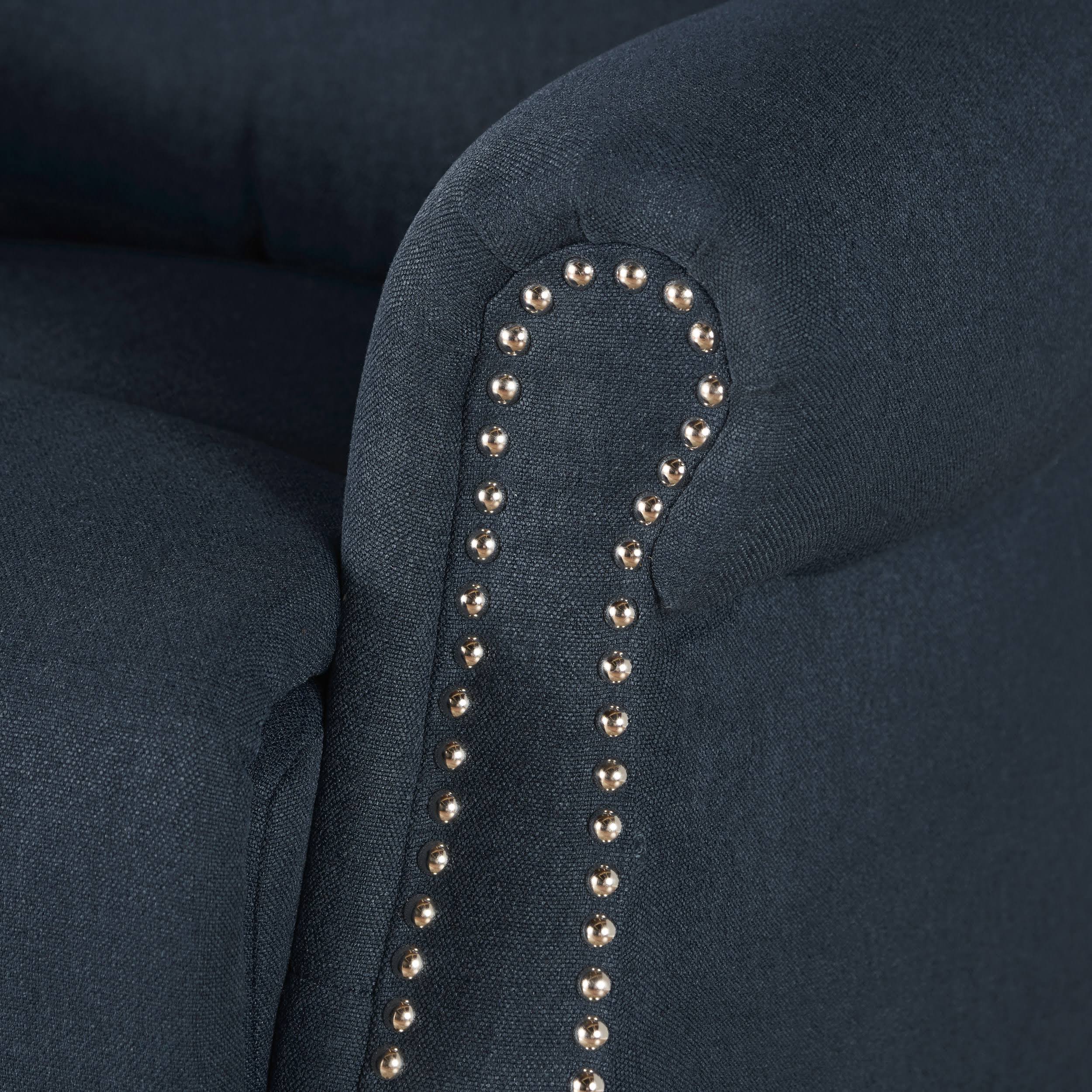 Navy Blue Tufted Fabric Power Recliner Z17318