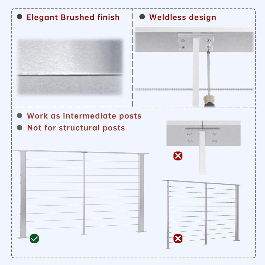 4 Pack Stainless Steel Cable Railing Post U563