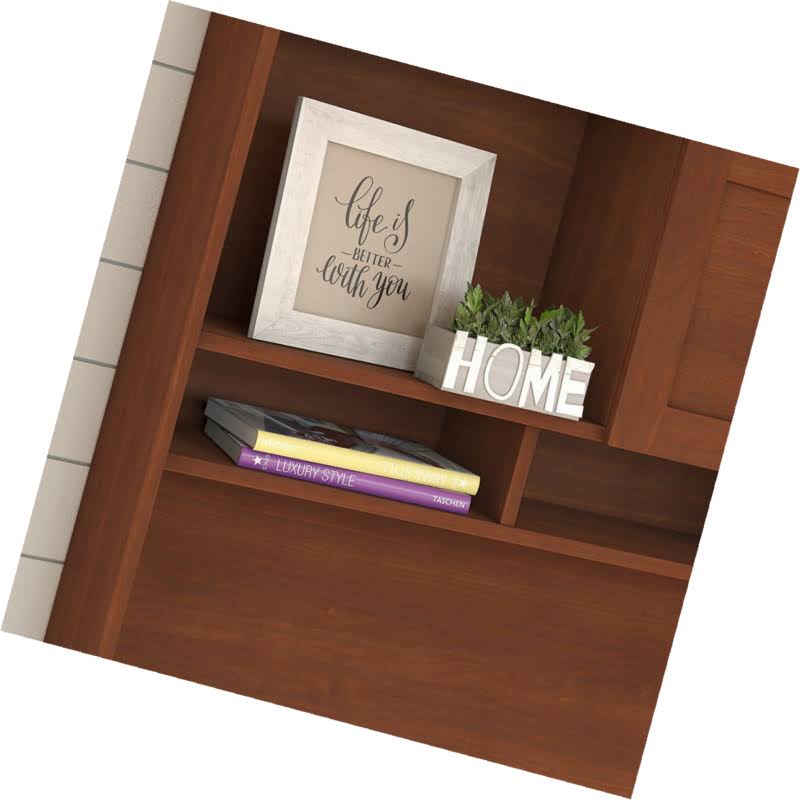 Corner Desk with Hutch and Lateral File Cabinet in Serene Cherry X233