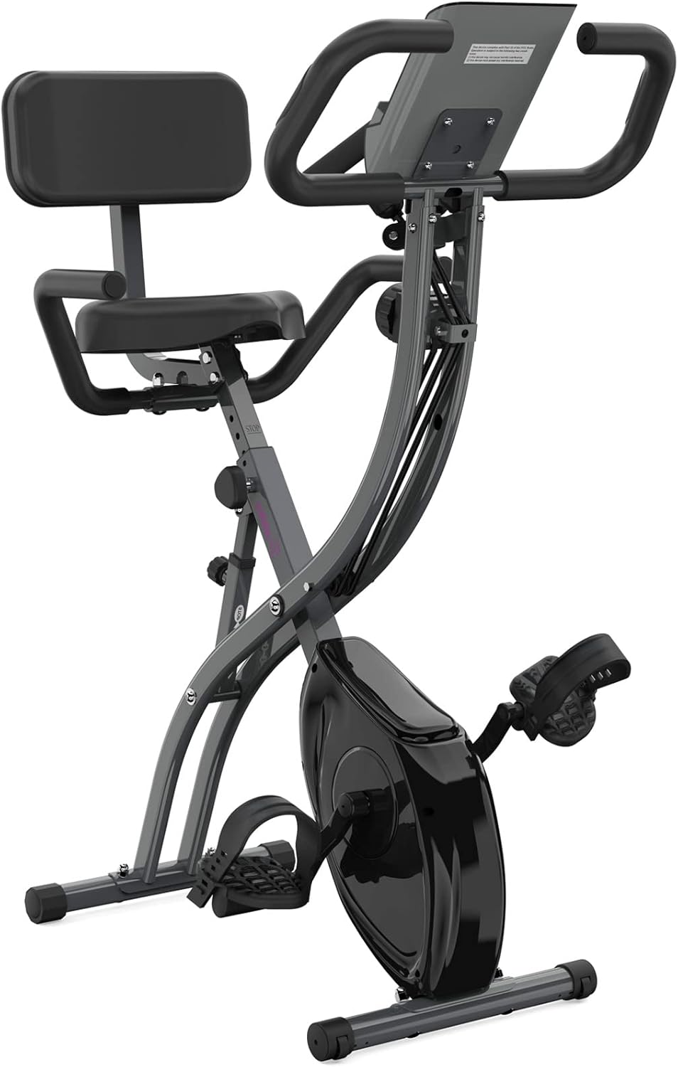 Foldable Exercise Bike with Arm Workout Band Extra Large Seat Cushion I22130