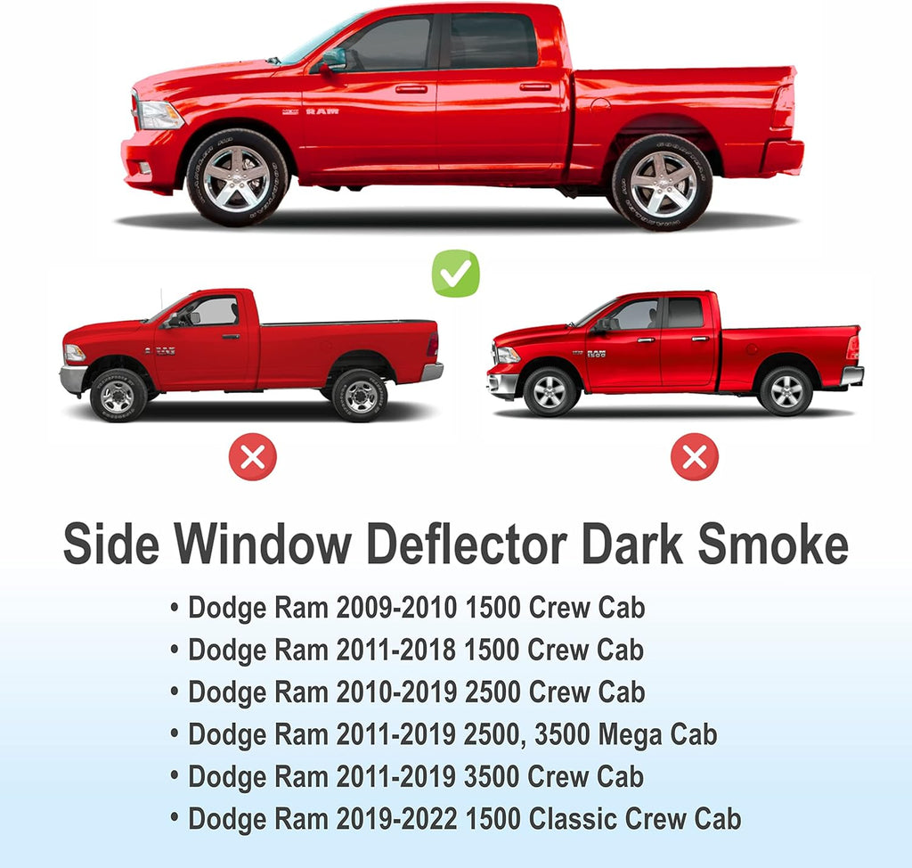 Dark Smoke In-Channel Side Window Vent Visor Deflectors 4 pcs B54072