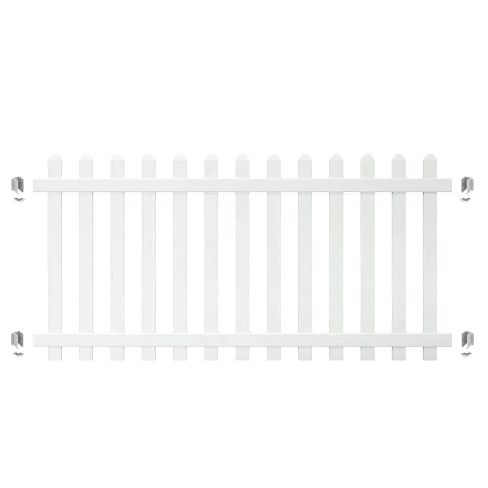 Vinyl Spaced Picket Fence Panel with Dog Ear Pickets V56159
