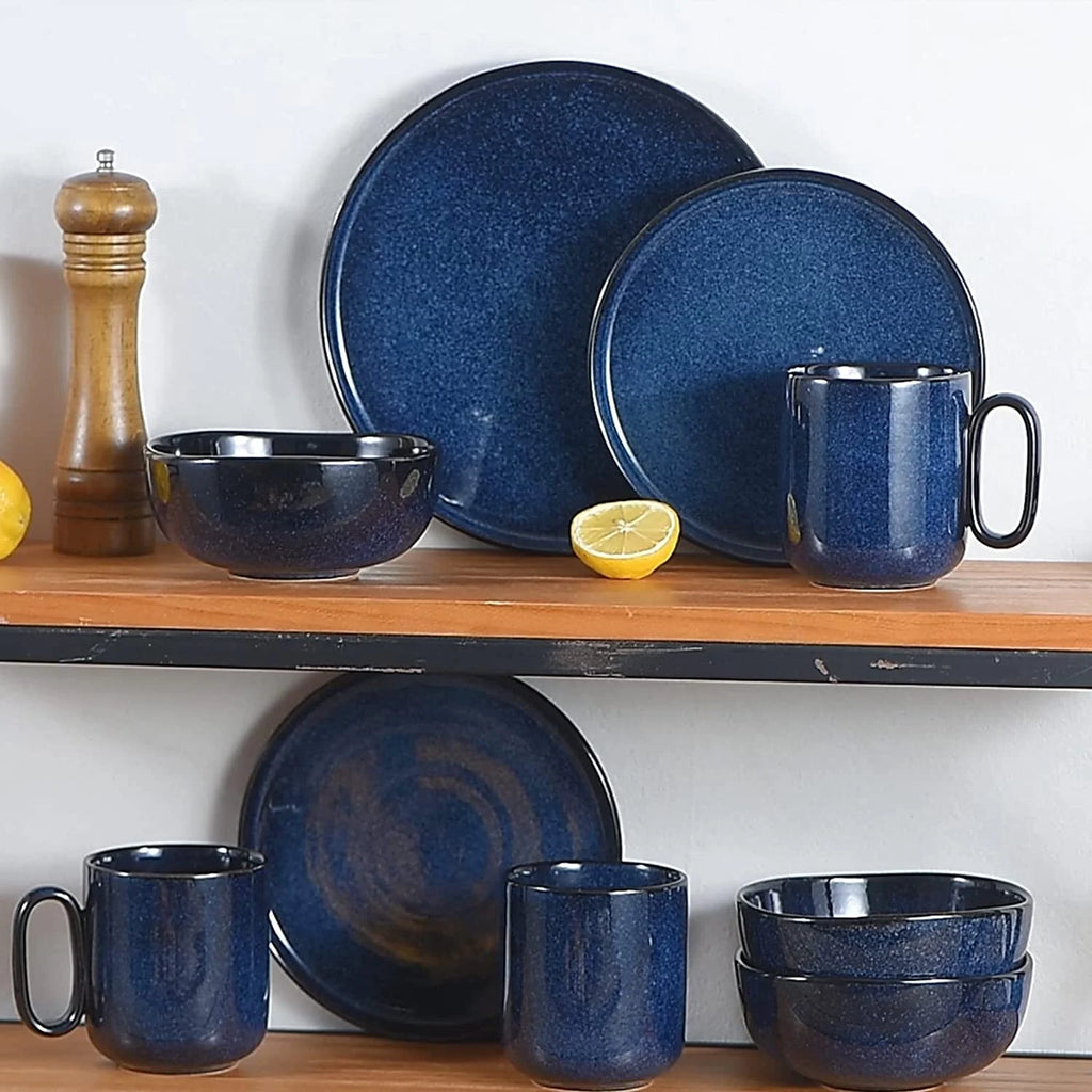 Blue 10 Inch Ceramic Dinner Plates Set of 6 R410