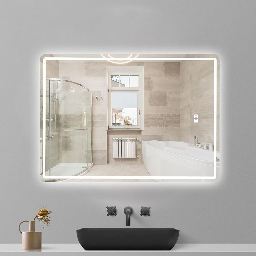 20 x 28 inch LED Bathroom Mirror, Anti-Fog Dimmable 3-Tone Lighted Vanity Mirror N856