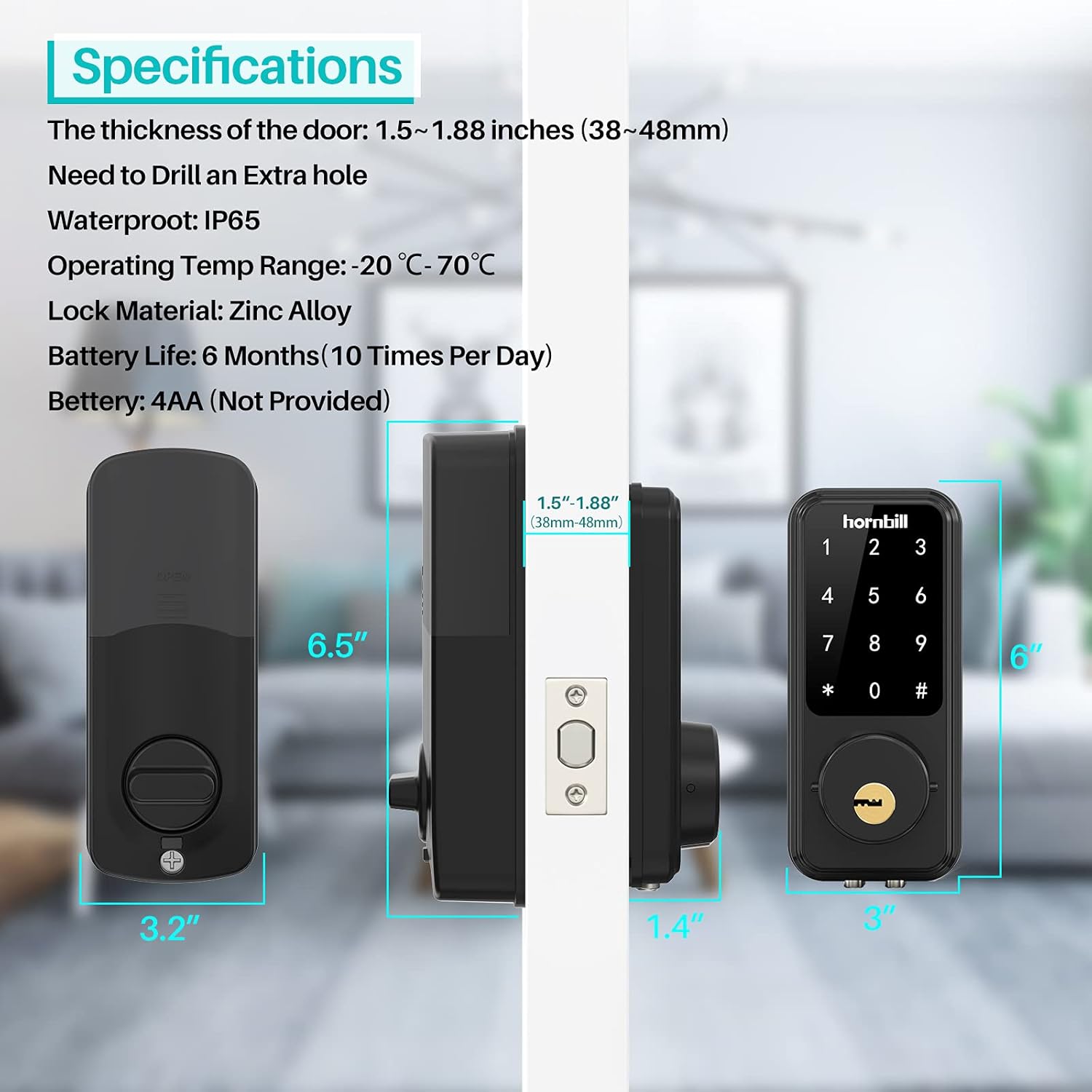 Smart Door Lock with Keypad Deadbolt Digital Electric Door Lock R7382