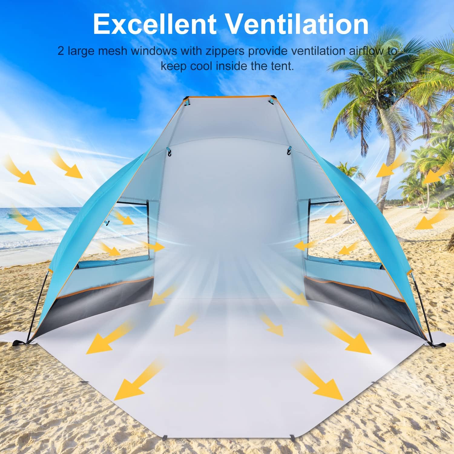 Portable Beach Tent UPF 50+ Sun Shelter for 2-3 Person N3095