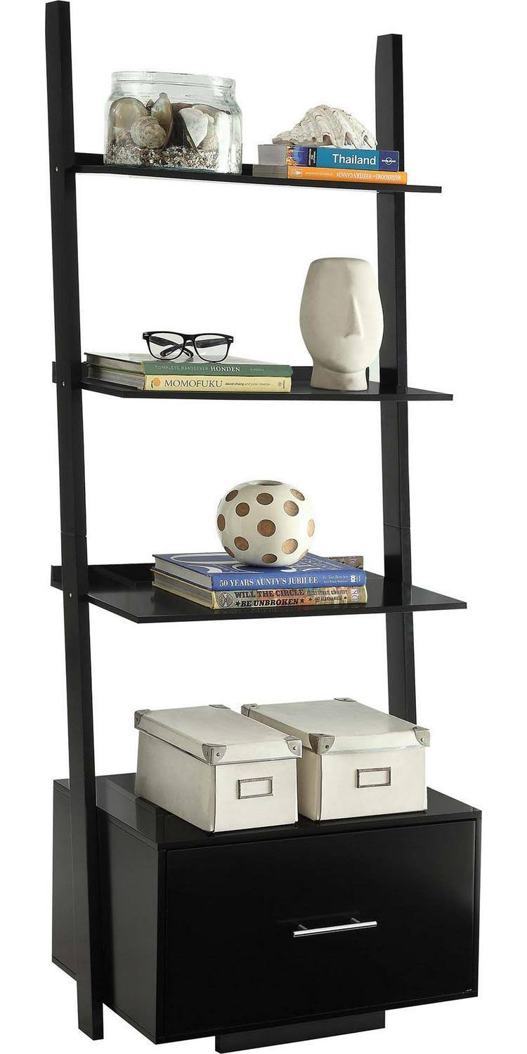 Ladder Bookcase with File Drawer Q805