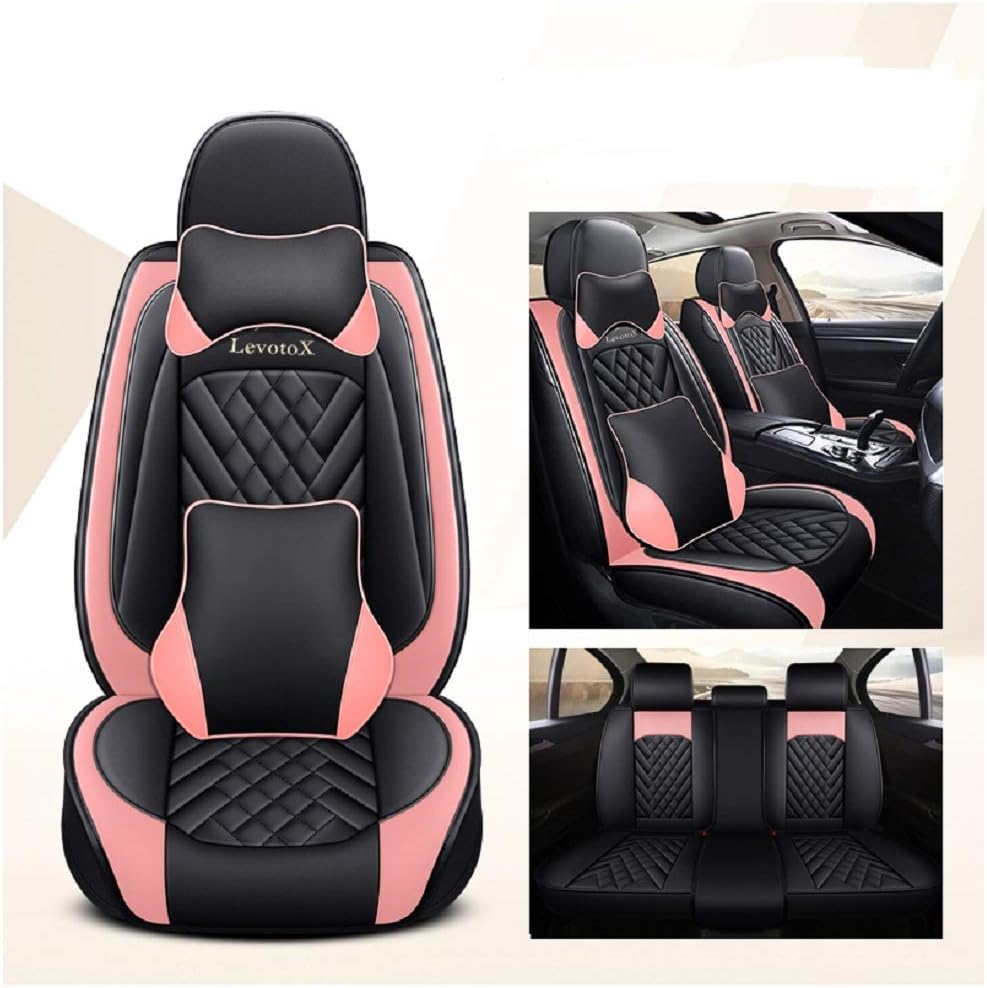 L-Black-Beige 5 Seats Full Set Car Seat Covers O8236
