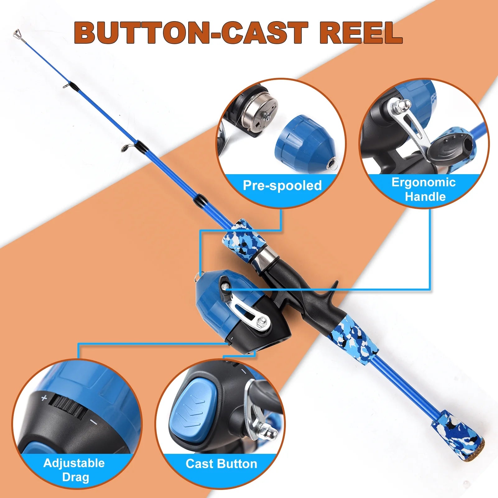 Kids Fishing Rod and Reel Combo Telescopic Spincast with Tackle Box W34929